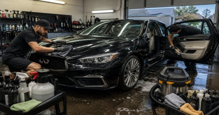 car detailing cost Buffalo NY — WNY Car Wash mobile detailer cleaning a vehicle