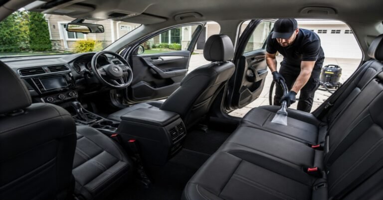 Professional interior car cleaning in Buffalo NY at WNY Car Wash showing deep interior detailing and carpet extraction.