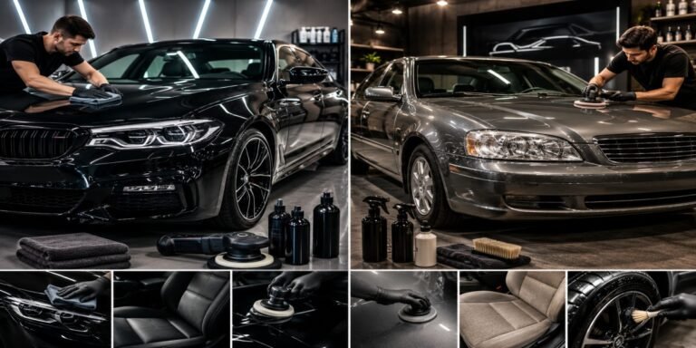 Professional new car vs used car detailing services comparison chart for vehicle paint preservation and deep restoration in Buffalo NY.