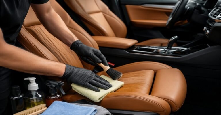 Professional leather car seat cleaning Buffalo NY treatment at WNY Car Wash