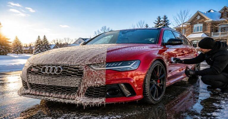 WNY Car Wash professional demonstrating how to protect car paint in Buffalo winter against road salt and snow