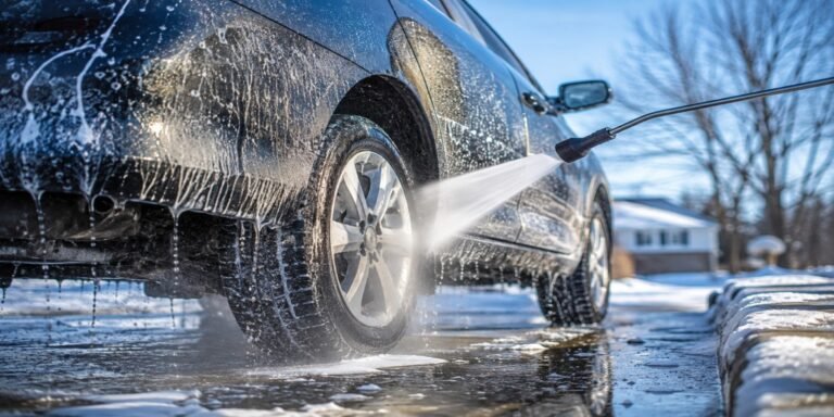 Professional road salt car wash Tonawanda service flushing winter salt brine from vehicle undercarriage frame