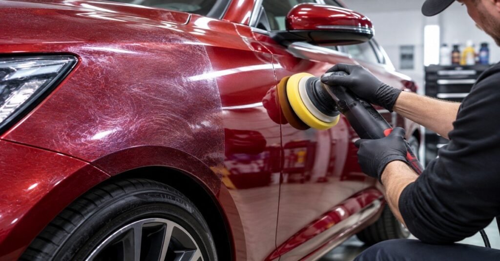 Professional dual-action machine polishing to remove swirl marks Buffalo NY